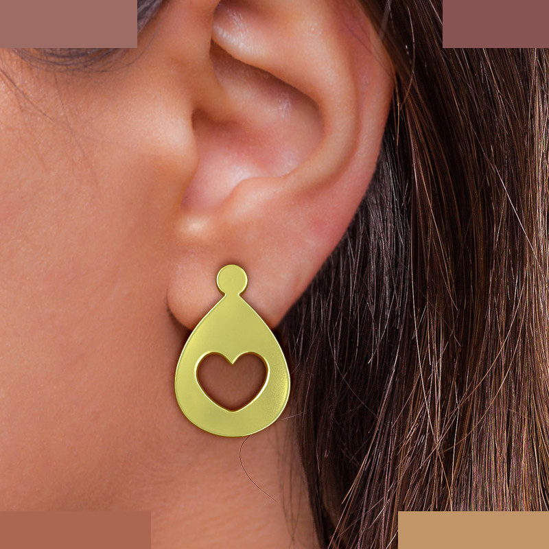 گوشواره طلا 18 عیار زنانه مدوپد مدل قلب کد GA1-14245