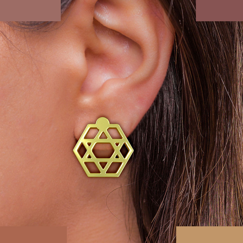 گوشواره طلا 18 عیار زنانه مدوپد مدل هندسی کد GA1-14266