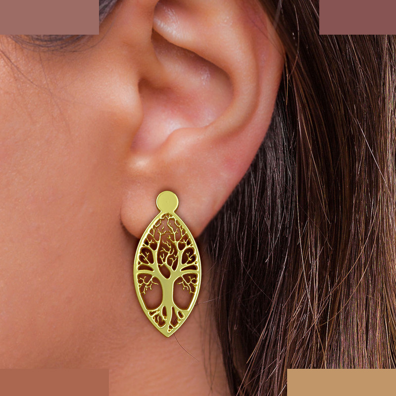 گوشواره طلا 18 عیار زنانه مدوپد مدل درخت کد GA1-14281