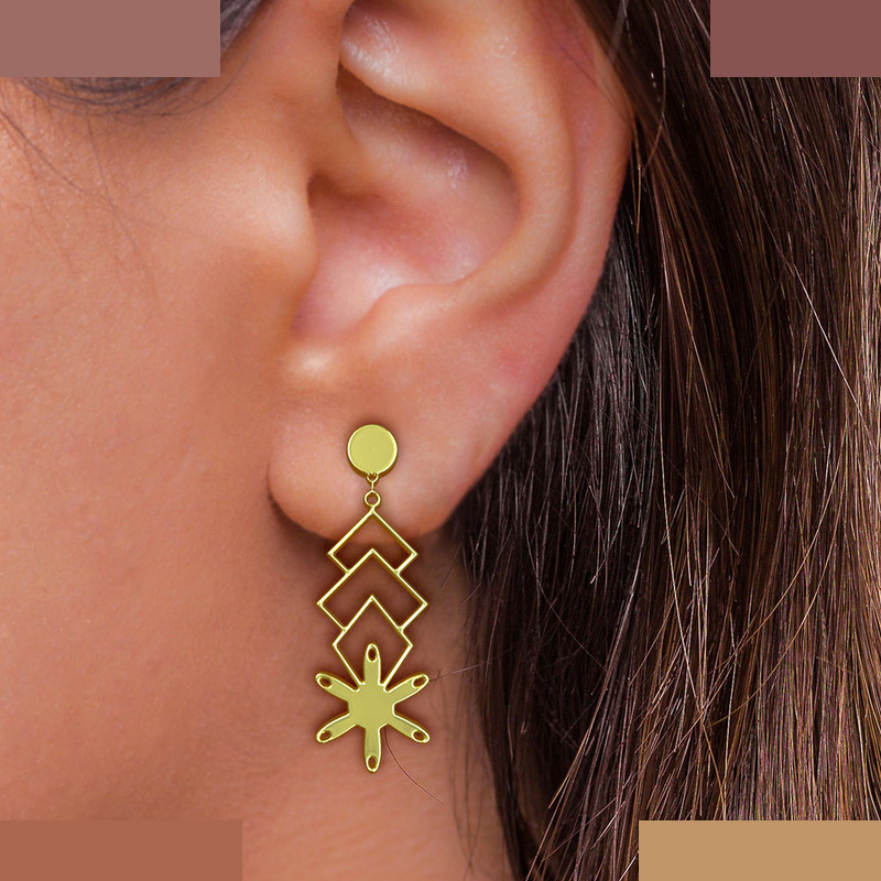 گوشواره طلا 18 عیار زنانه مدوپد مدل هندسی کد GA1-14376