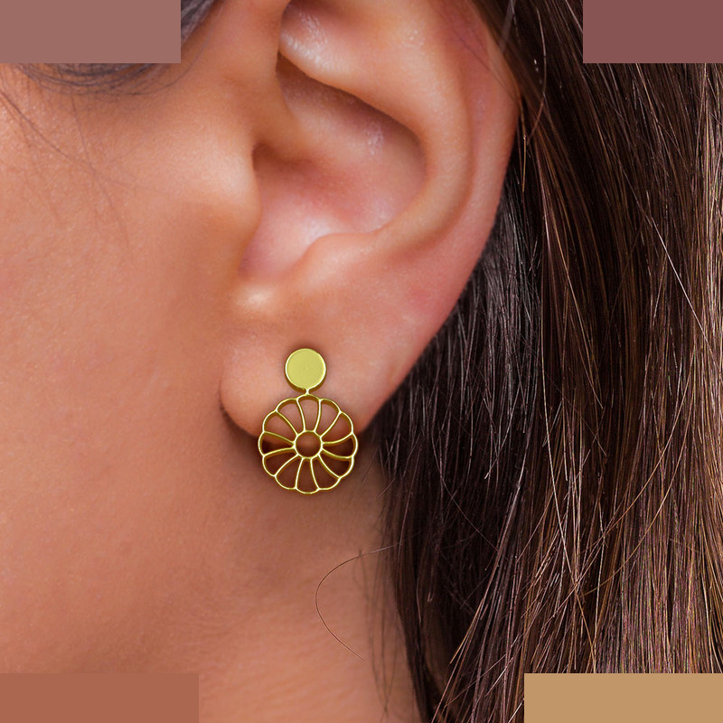 گوشواره طلا 18 عیار زنانه مدوپد مدل گل کد GA1-14603