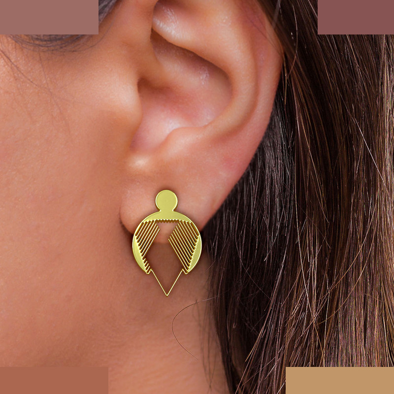 گوشواره طلا 18 عیار زنانه مدوپد مدل هندسی کد GA1-14623