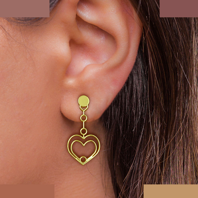 گوشواره طلا 18 عیار زنانه مدوپد مدل قلب کد GA1-14663