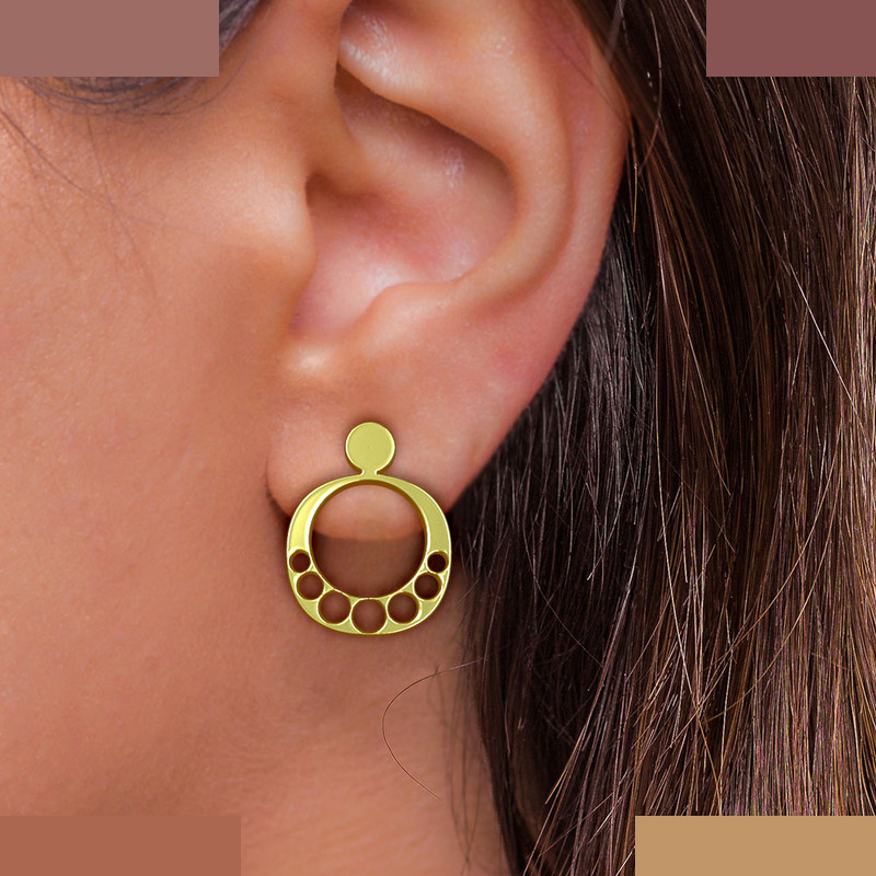 گوشواره طلا 18 عیار زنانه مدوپد مدل هندسی کد GA1-14790