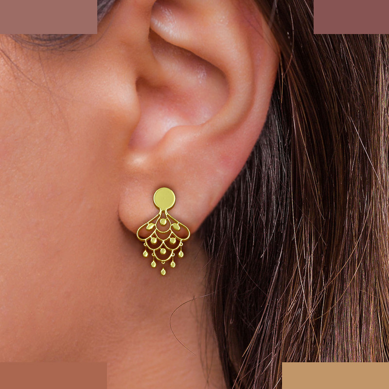 گوشواره طلا 18 عیار زنانه مدوپد مدل هندسی کد GA1-14792