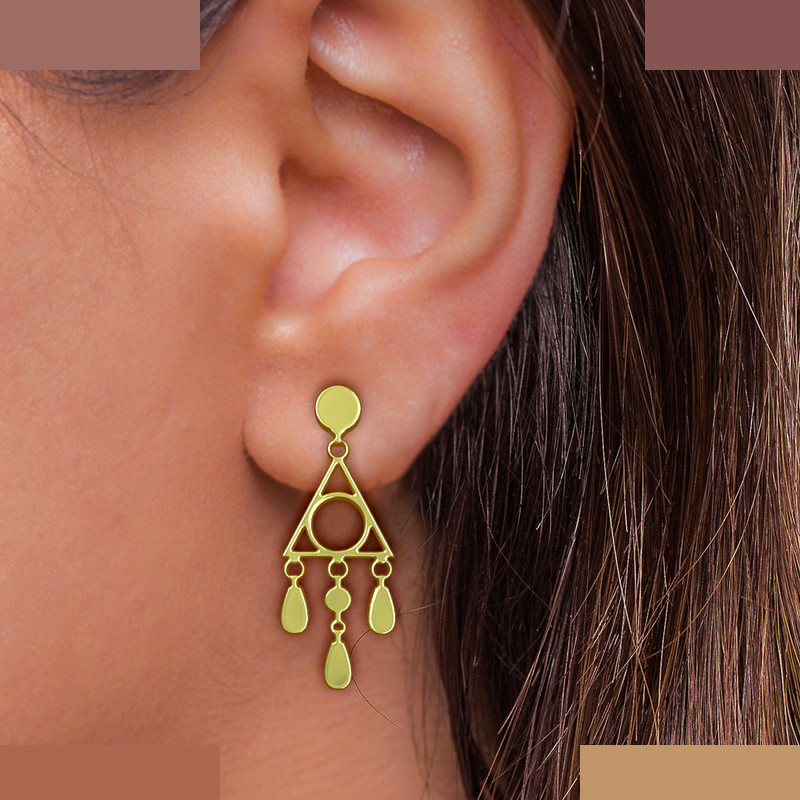 گوشواره طلا 18 عیار زنانه مدوپد مدل هندسی کد GA1-14812