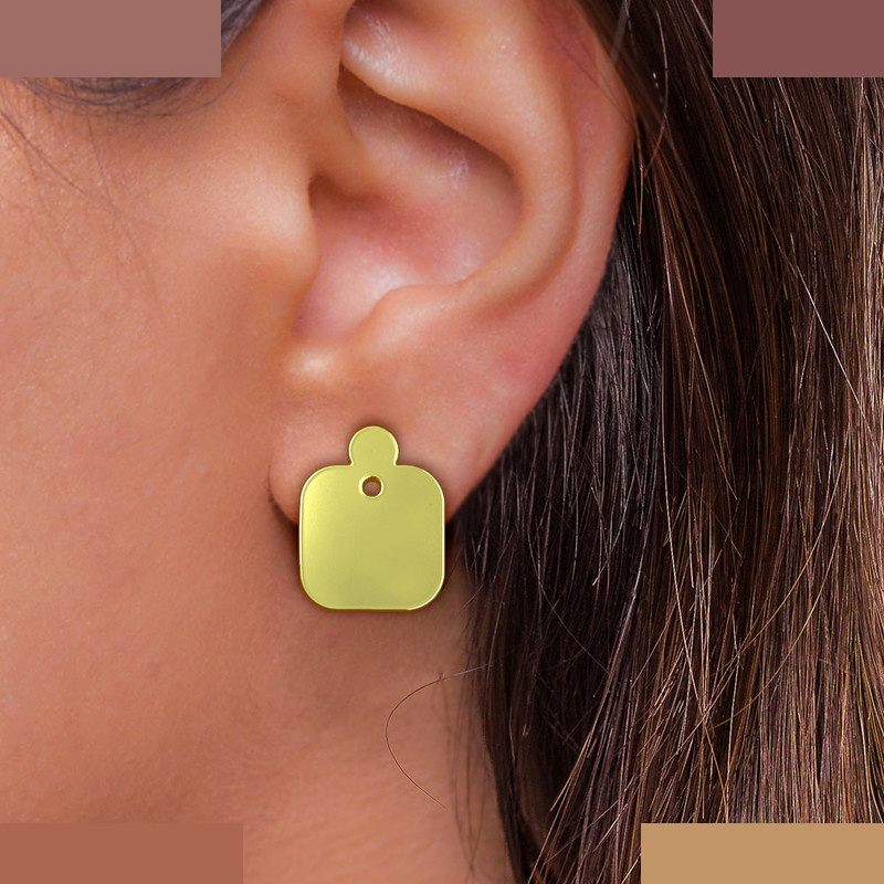 گوشواره طلا 18 عیار زنانه مدوپد مدل مربع کد GA1-14853