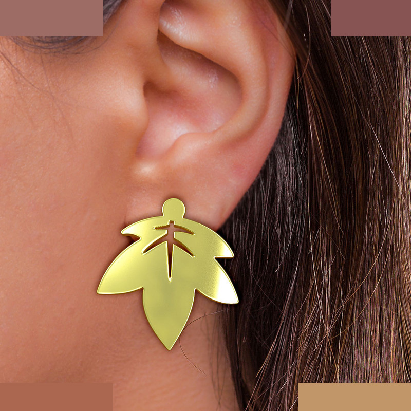 گوشواره طلا 18 عیار زنانه مدوپد مدل برگ کد GA1-14965