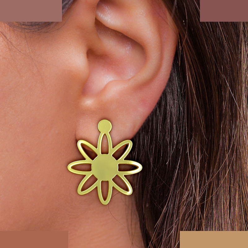 گوشواره طلا 18 عیار زنانه مدوپد مدل گل کد GA1-14975