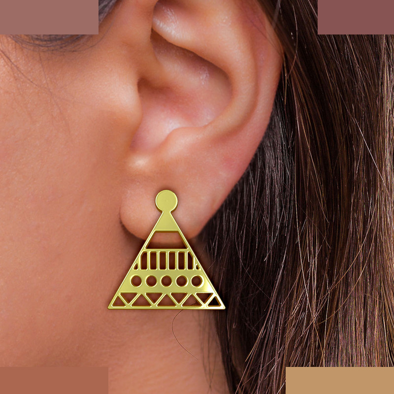 گوشواره طلا 18 عیار زنانه مدوپد مدل مثلث کد GA1-14983