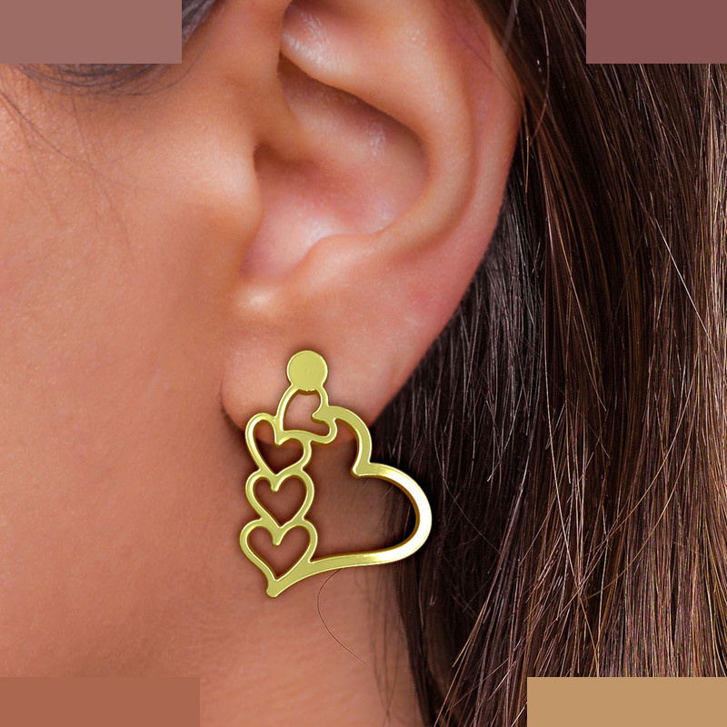 گوشواره طلا 18 عیار زنانه مدوپد مدل قلب کد GA1-14998