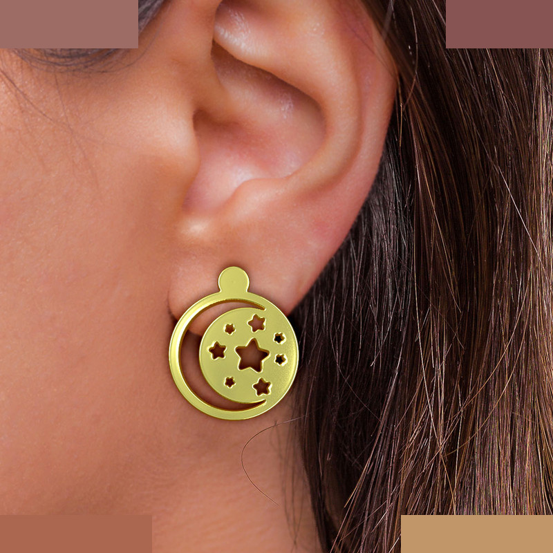 گوشواره طلا 18 عیار زنانه مدوپد مدل ماه کد GA1-15023