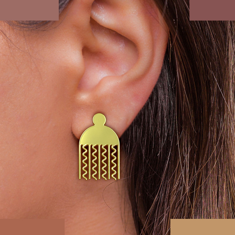 گوشواره طلا 18 عیار زنانه مدوپد مدل هندسی کد GA1-15031