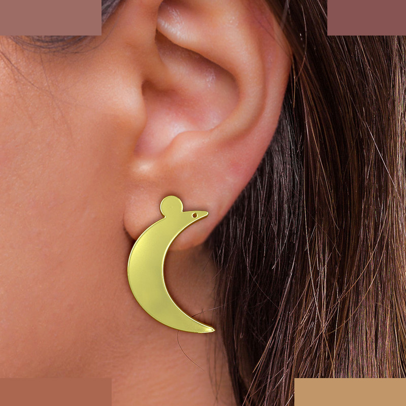 گوشواره طلا 18 عیار زنانه مدوپد مدل ماه کد GA1-15074