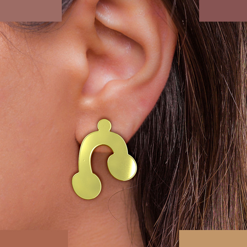 گوشواره طلا 18 عیار زنانه مدوپد مدل هندسی کد GA1-15083