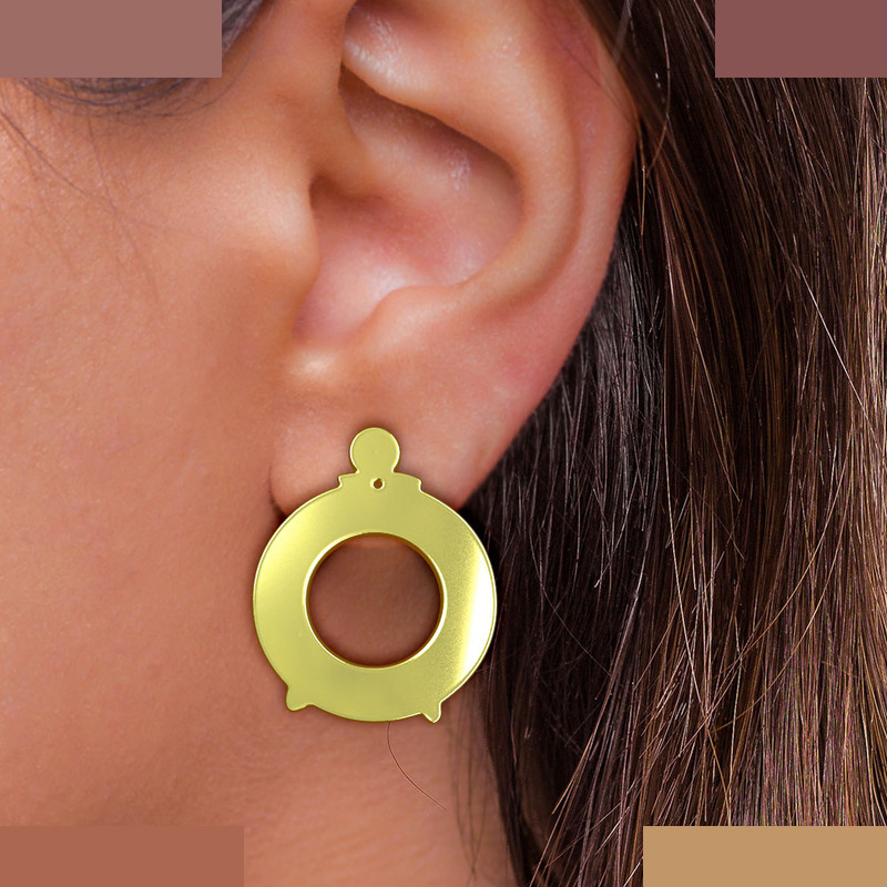 گوشواره طلا 18 عیار زنانه مدوپد مدل هندسی کد GA1-15080