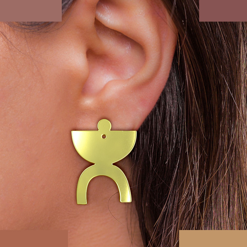 گوشواره طلا 18 عیار زنانه مدوپد مدل هندسی کد GA1-15094