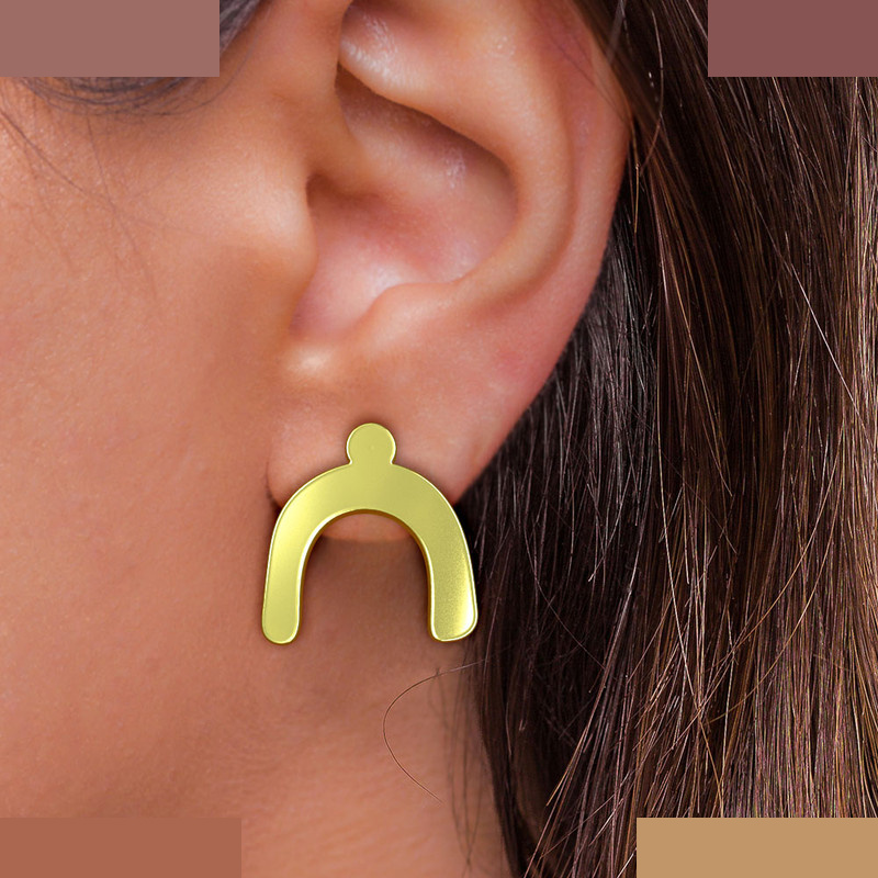 گوشواره طلا 18 عیار زنانه مدوپد مدل هندسی کد GA1-15101