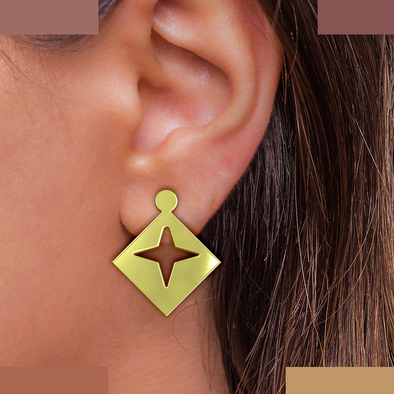 گوشواره طلا 18 عیار زنانه مدوپد مدل هندسی کد GA1-15110