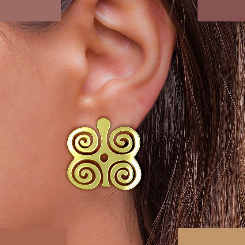 گوشواره طلا 18 عیار زنانه مدوپد مدل هندسی کد GA1-15115