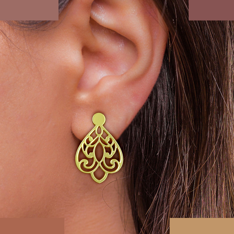 گوشواره طلا 18 عیار زنانه مدوپد مدل هندسی کد GA1-15217