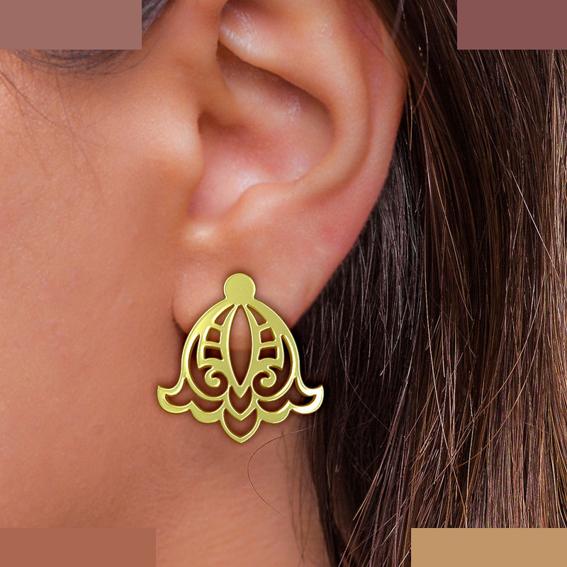 گوشواره طلا 18 عیار زنانه مدوپد مدل هندسی کد GA1-15237