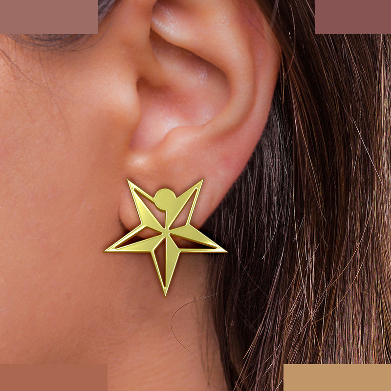 گوشواره طلا 18 عیار زنانه مدوپد مدل ستاره کد GA1-15398