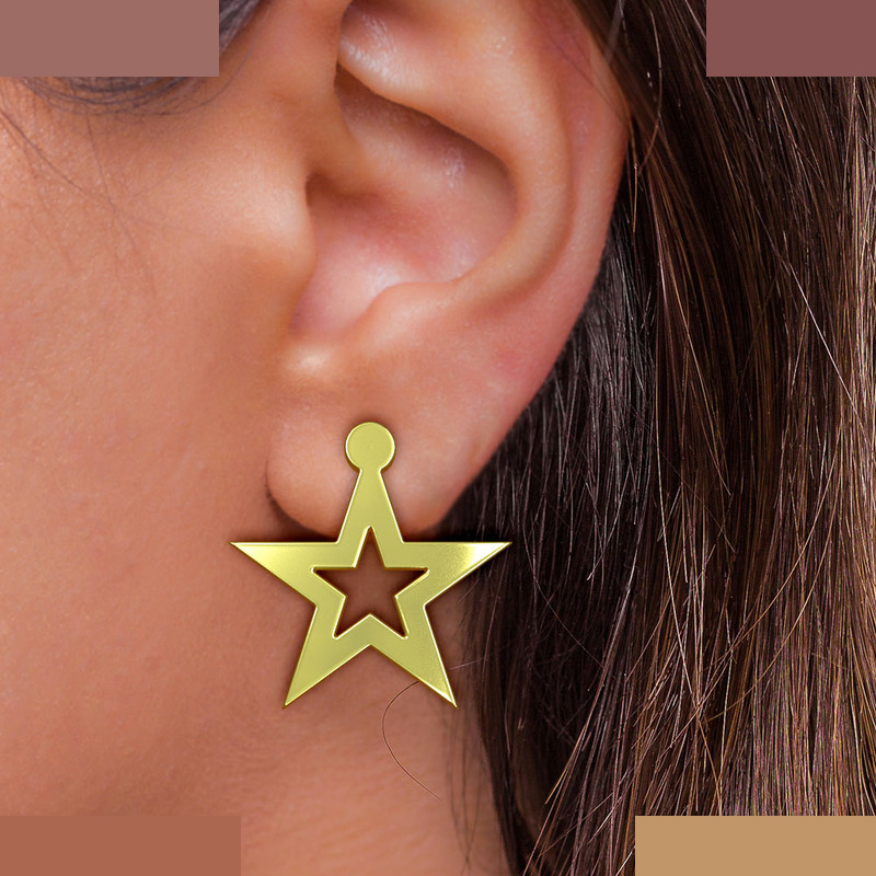 گوشواره طلا 18 عیار زنانه مدوپد مدل ستاره کد GA1-15401