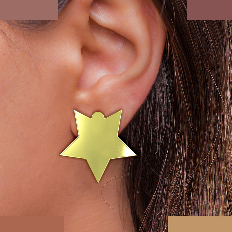 گوشواره طلا 18 عیار زنانه مدوپد مدل ستاره کد GA1-15413