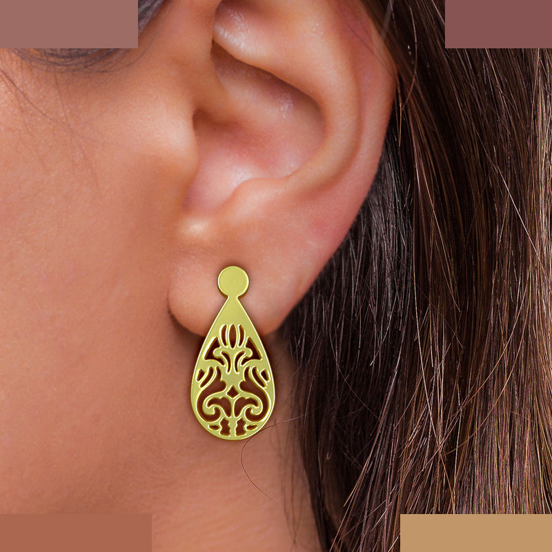 گوشواره طلا 18 عیار زنانه مدوپد مدل اسلیمی کد GA1-15339