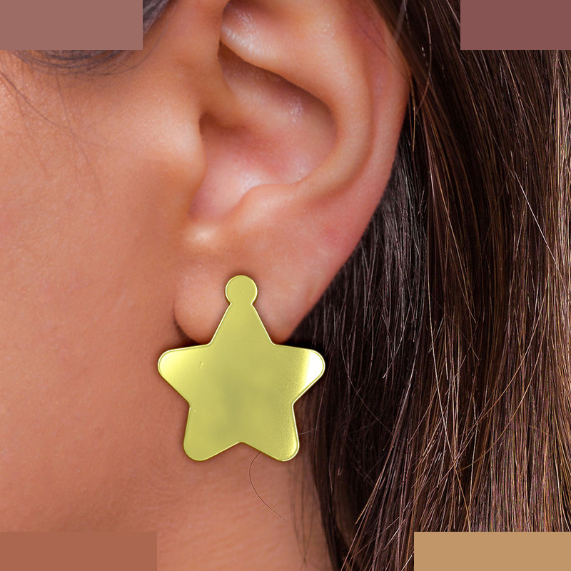 گوشواره طلا 18 عیار زنانه مدوپد مدل ستاره کد GA1-15515