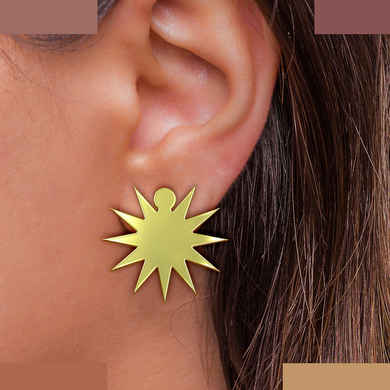 گوشواره طلا 18 عیار زنانه مدوپد مدل ستاره کد GA1-15545