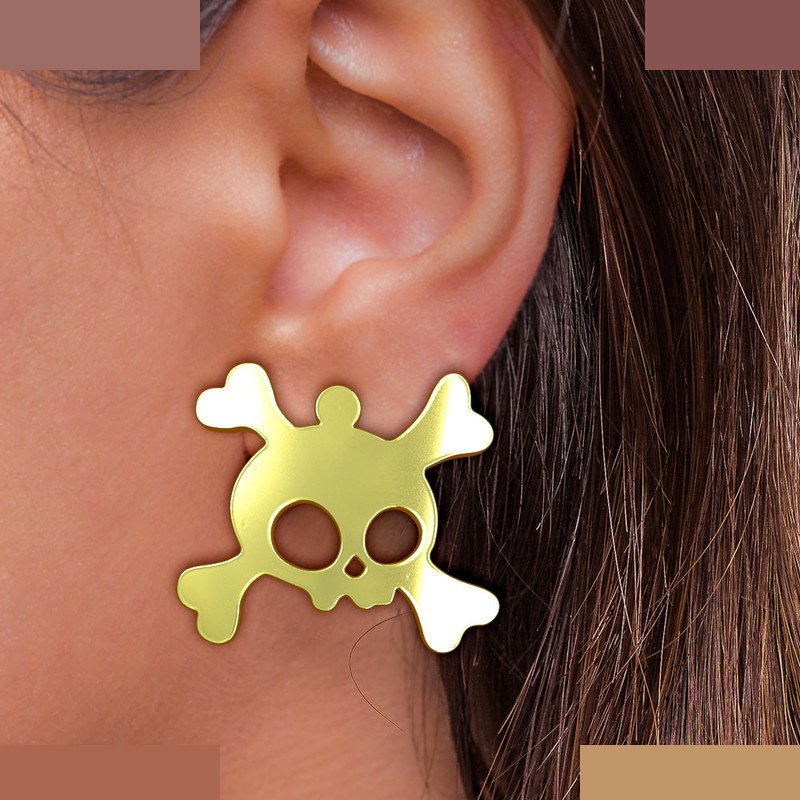 گوشواره طلا 18 عیار زنانه مدوپد مدل جمجمه کد GA1-15661