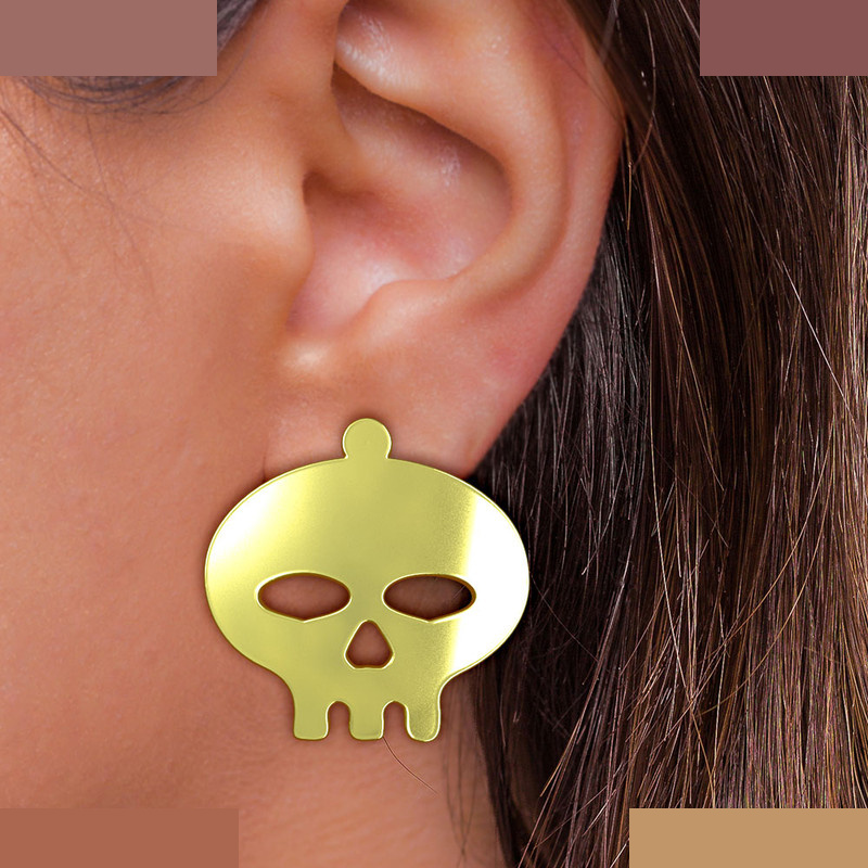 گوشواره طلا 18 عیار زنانه مدوپد مدل جمجمه کد GA1-15667