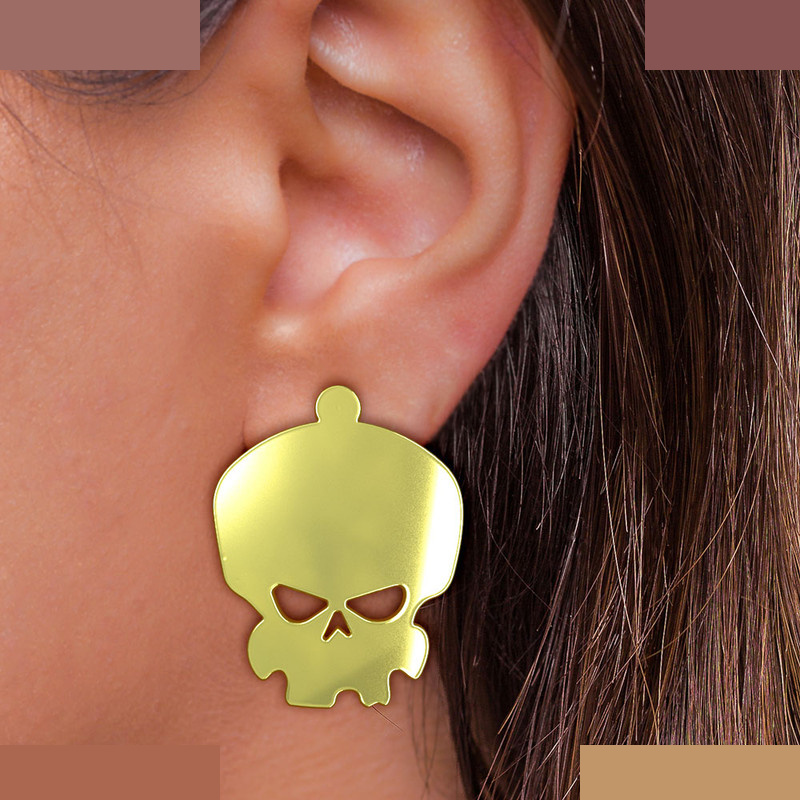 گوشواره طلا 18 عیار زنانه مدوپد مدل جمجمه کد GA1-15670