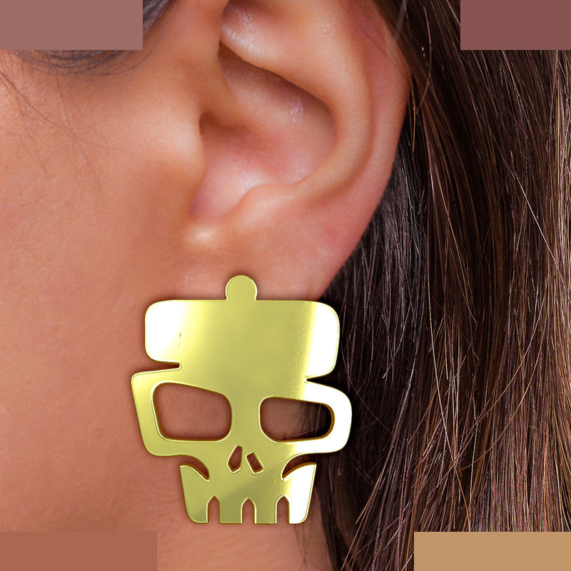 گوشواره طلا 18 عیار زنانه مدوپد مدل جمجمه کد GA1-15673