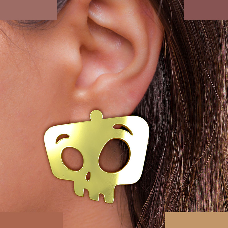 گوشواره طلا 18 عیار زنانه مدوپد مدل جمجمه کد GA1-15674