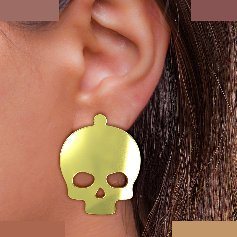 گوشواره طلا 18 عیار زنانه مدوپد مدل جمجمه کد GA1-15695