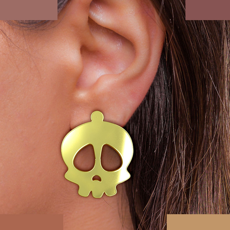 گوشواره طلا 18 عیار زنانه مدوپد مدل جمجمه کد GA1-15698