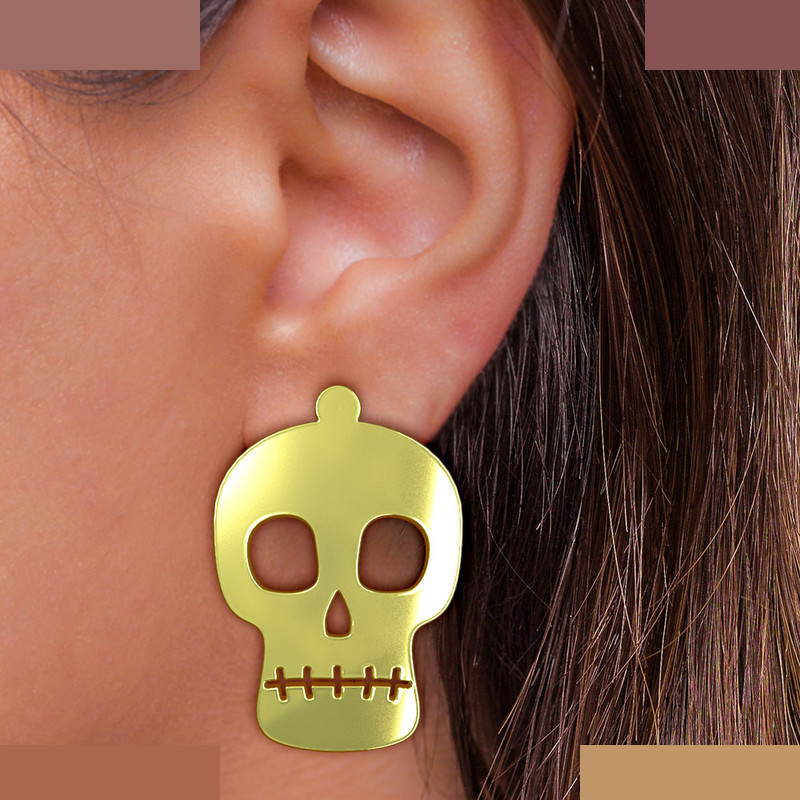 گوشواره طلا 18 عیار زنانه مدوپد مدل جمجمه کد GA1-15701