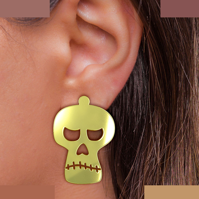 گوشواره طلا 18 عیار زنانه مدوپد مدل جمجمه کد GA1-15704