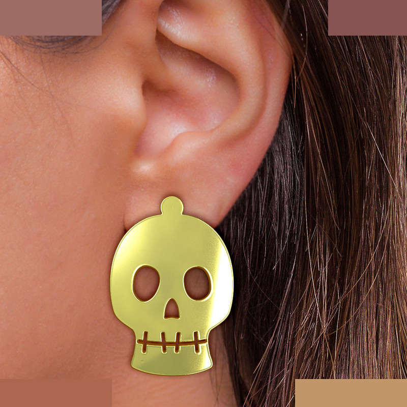 گوشواره طلا 18 عیار زنانه مدوپد مدل جمجمه کد GA1-15705