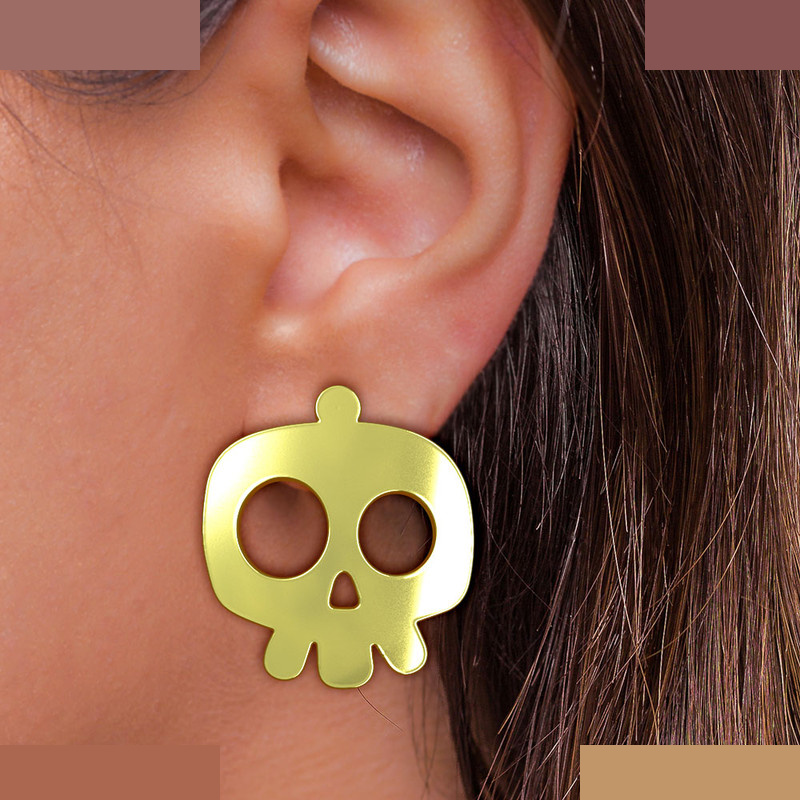 گوشواره طلا 18 عیار زنانه مدوپد مدل جمجمه کد GA1-15720