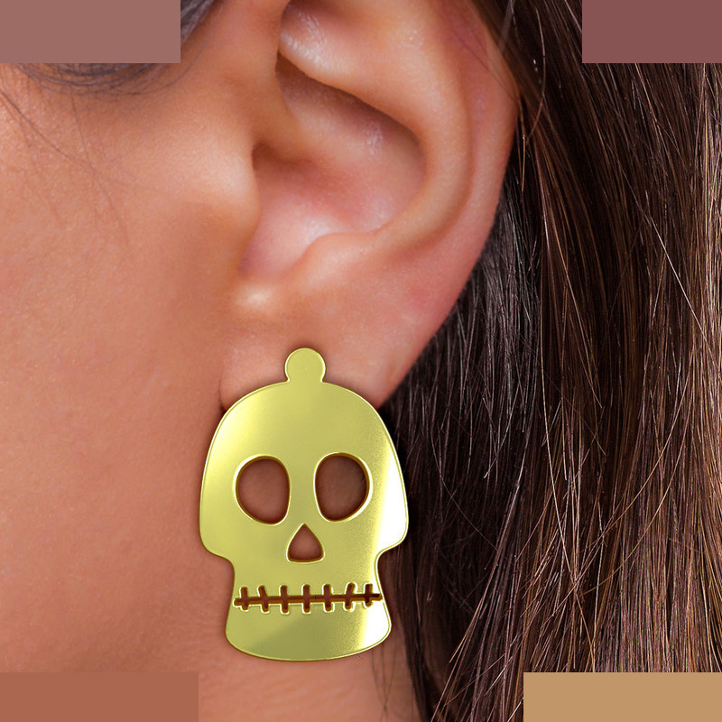 گوشواره طلا 18 عیار زنانه مدوپد مدل جمجمه کد GA1-15724