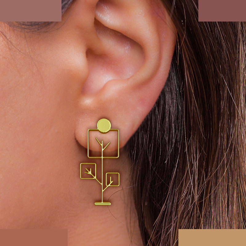 گوشواره طلا 18 عیار زنانه مدوپد مدل درخت کد GA1-15795