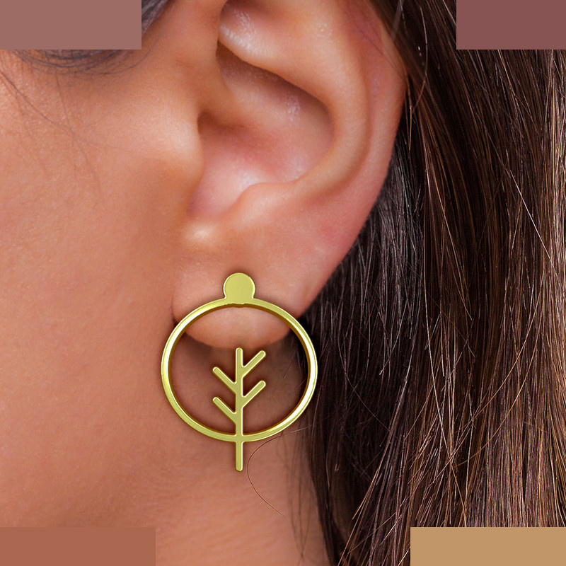 گوشواره طلا 18 عیار زنانه مدوپد مدل درخت کد GA1-15799