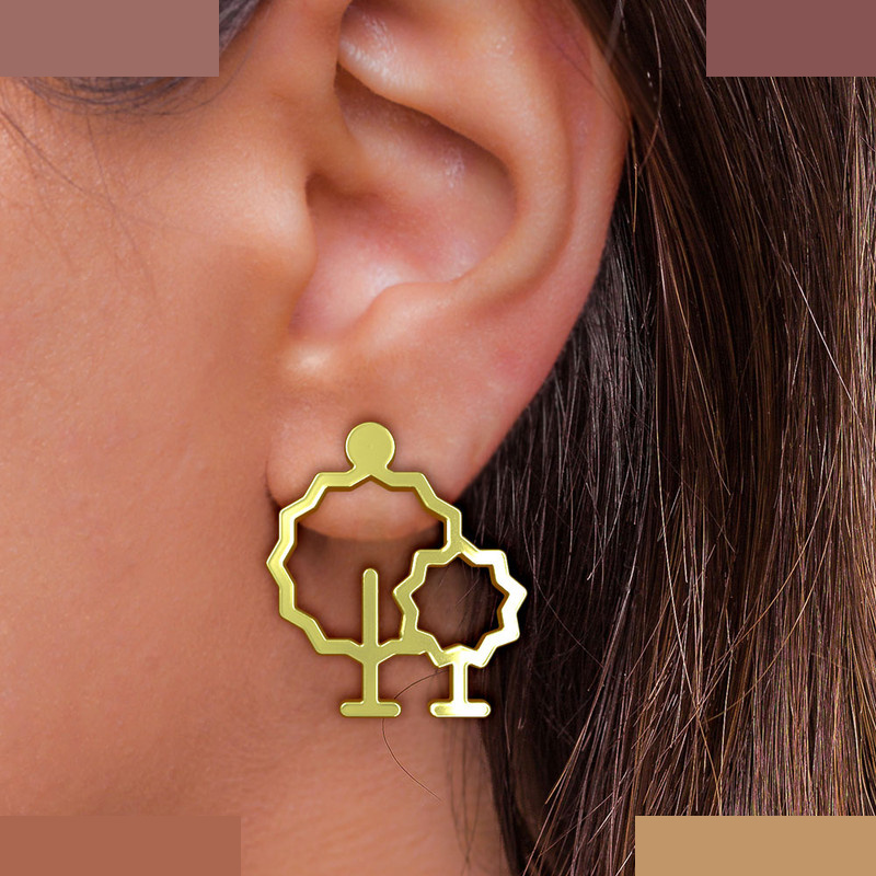 گوشواره طلا 18 عیار زنانه مدوپد مدل درخت کد GA1-15829