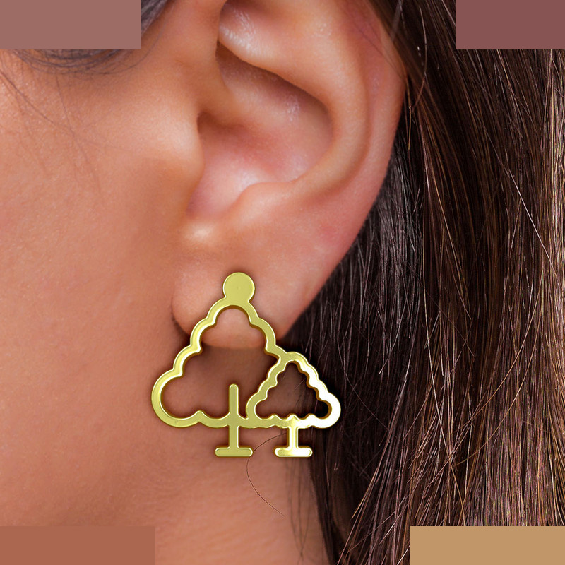 گوشواره طلا 18 عیار زنانه مدوپد مدل درخت کد GA1-15832