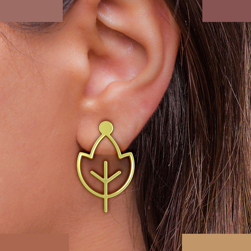 گوشواره طلا 18 عیار زنانه مدوپد مدل برگ کد GA1-15900