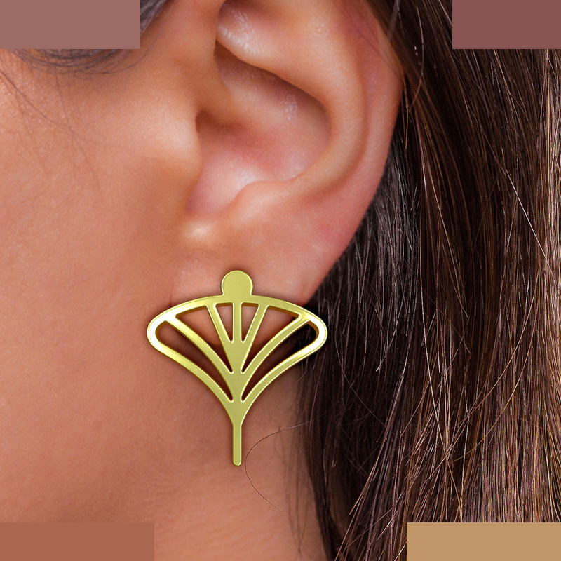 گوشواره طلا 18 عیار زنانه مدوپد مدل برگ کد GA1-15924